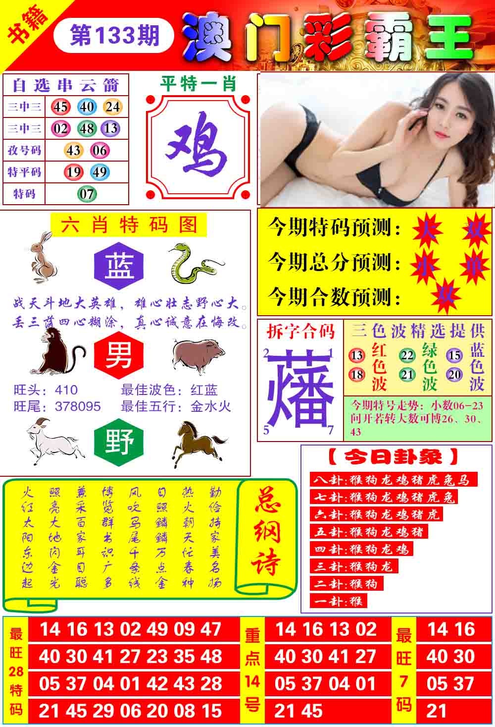 2026133期彩霸王六肖预测